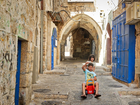 Children on street in Jerusalem